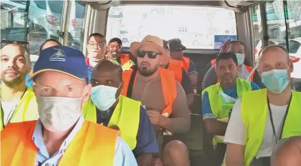  ?? Photo: FASANOC ?? Team Fiji Chef de Mission (CdM) to the 2023 Pacific Games Ajay Ballu (sitting second from right)) and all CdM’s from across the Pacific get ready to inspect facilities in the Honiara, Solomon Islands.