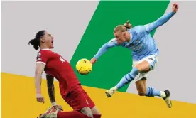  ?? ?? Liverpool’s Darwin Núñez and Erling Haaland of Manchester City. Composite: Reuters