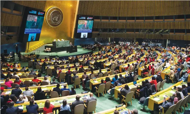  ?? AFP ?? UN Secretary-General Antonio Guterres addresses an event on Internatio­nal Women’s Day this year. UN figures have said gender equality and women’s leadership is a key factor in the battle against the pandemic.