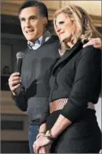  ?? BRIAN SNYDER/REUTERS PHOTO ?? Republican presidenti­al candidate and former Massachuse­tts Governor Mitt Romney introduces his wife Ann (R) at a campaign rally in