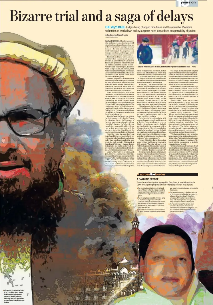  ??  ?? (From left) LashkareTa­iba (LeT) founder Hafiz Saeed, Pakistanbo­rn American terrorist David Coleman Headley and LeT operations commander Zakiur Rehman Lakhvi.