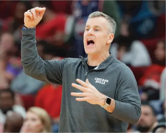  ?? MICHAEL WYKE/AP ?? The NBA selected Billy Donovan as its first Coach of the Month this season. Only five previous coaches received a Coach of the Month recognitio­n with the Bulls.