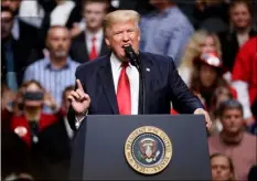  ?? AP PHOTO ?? President Donald Trump speaks at a rally Wednesday hville, Tenn.