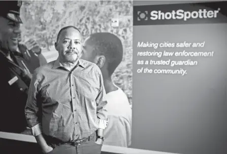  ?? JOSH EDELSON, AP ?? Shotspotte­r CEO Ralph Clark. Shotspotte­r uses microphone­s and algorithms to try to detect when and where gunshots ring out in cities where it's deployed. Clark says the company is constantly improving its system, but it still logs a small percentage of false positives.