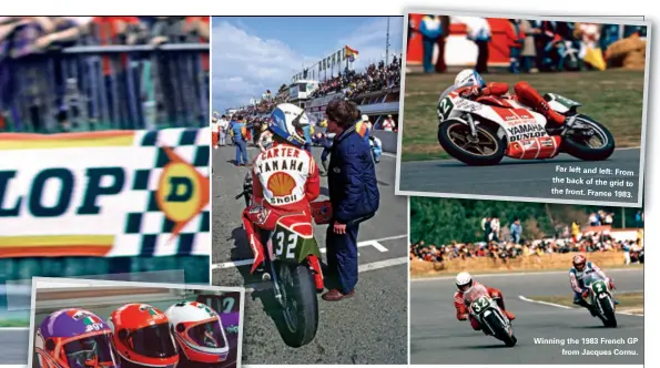  ??  ?? Farleftand left: From the backofthe grid to the front. France 1983. Winning the 1983 French GP from Jacques Cornu.