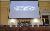  ?? SUSAN WALSH — THE ASSOCIATED PRESS ?? The dais is prepared ahead of the start of the hearing as the House select committee investigat­ing the Jan. 6, 2021, attack on the Capitol last week.