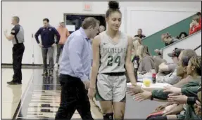  ?? ?? Lizzy Rowton showcasing a productive first season in college hoops as a studentath­lete for the Lady Pioneers women’s basketball program.