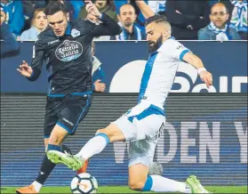  ?? FOTO: EFE ?? Lucas Pérez intenta zafarse de Siovas Leganés y Getafe tuvieron la pólvora mojada