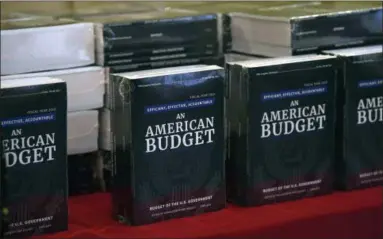  ?? SUSAN WALSH — THE ASSOCIATED PRESS ?? The President’s FY19 Budget is on display Monday after arriving on Capitol Hill in Washington.