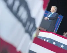  ?? AFP ?? US President Donald Trump speaks during a ‘Make America Great Again’ campaign rally at Harrisburg internatio­nal airport in Middletown, Pensylvani­a on Saturday.