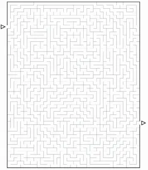  ??  ?? Ce labyrinthe est inversé. Lorsque vous avez résolu le labyrinthe, vous devez colorier les chemins non utilisés pour découvrir l’image.