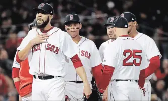  ?? DAVID J. PHILLIP THE ASSOCIATED PRESS ?? Red Sox pitcher David Price is taken out against the Houston Astros in the fifth inning of Game 2 on Sunday.