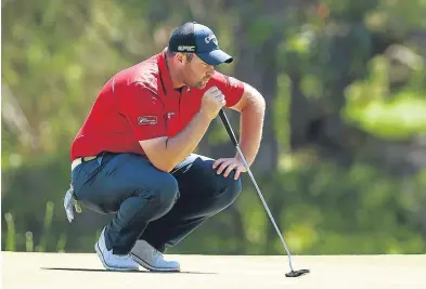  ?? Picture: Getty. ?? Duncan Stewart picks a line on the third green during yesterday’s second round.