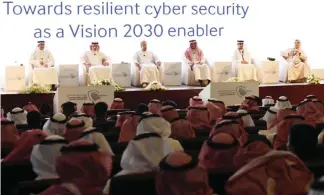  ?? — AFP ?? RIYADH: Participan­ts attend the second Internatio­nal Cyber Security Conference in the Saudi capital yesterday.