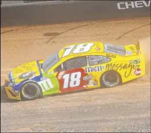  ?? David Crigger The Associated Press ?? Kyle Busch drives on the dirt track during NASCAR Cup Series practice at Bristol Motor Speedway on Friday. Tweaks had to be made on the track.