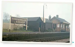  ?? KEITH JAGGERS ?? Handboroug­h Up platform. The clutter of outbuildin­gs includes the brick-built ‘gents’ and timber sheds, which replaced a store room housed within the building at other OW&W stations. Yes, that’s me standing in front of the window.