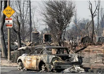  ?? PHOTO: JOHN G MABANGLO/EPA ?? DEAD END: A cul de sac in Santa Rosa, California illustrate­s the devastatio­n wrought by wildfires in the Napa, Sonoma and Mendocino counties.