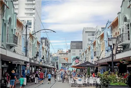  ??  ?? Christchur­ch’s New Regent St is popular with tourists, but the Kaikoura earthquake­s have had a lingering impact on the region’s visitor numbers.