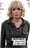  ??  ?? Fare Dodgers, Bargain Brits On Benefits, Gypsies On Benefits
UNSTABLE: Anna Friel as Marcella