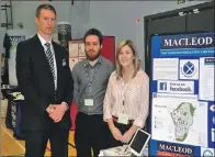  ?? 08_a09careers­fair01 ?? Greig MacLeod, Ross Hodson and Dee Mather of MacLeod Constructi­on Limited were on hand to tell pupils about the employment opportunit­ies they offer.