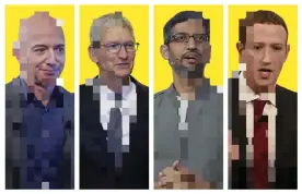  ?? Jens Meyer/AP ?? From left, Amazon boss Jeff Bezos, Apple’s Tim Cook, Google’s Sundar Pichai and Facebook founder Mark Zuckerberg. Composite: Pablo Martinez Monsivais, Evan Vucci, Jeff Chiu,