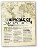  ??  ?? Our feature on FamilySear­ch in the December 2014 issue