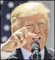  ??  ?? President Donald Trump did not say whether he has recordings of conversati­ons with Comey.