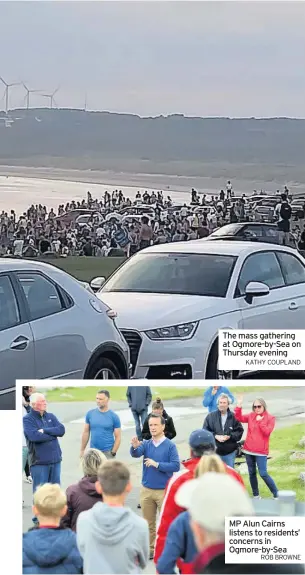  ?? KATHY COUPLAND ?? The mass gathering at Ogmore-by-Sea on Thursday evening