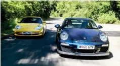  ??  ?? A 997 GT3, right, is quicker and more usable than a 996 GT3.