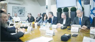  ?? (Miriam Alster/Flash90) ?? PRIME MINISTER Benjamin Netanyahu leads a cabinet meeting in Tel Aviv.