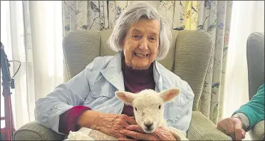  ?? ?? Shelia cuddling a lamb at the Whitstable care home