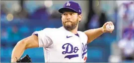  ?? Mark J. Terrill Associated Press ?? THE DODGERS’ Clayton Kershaw lowered his ERA to 2.08 but got a no-decision.