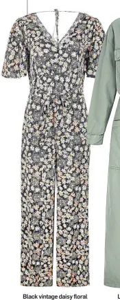  ??  ?? Black vintage daisy floral jumpsuit, £79.50, Oliver Bonas.