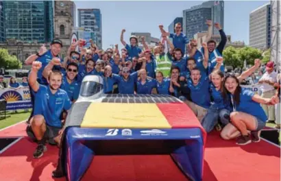  ?? FOTO RR ?? Voor her eerst gaat de overwinnin­g in de Solar Challenge naar een Belgisch team.