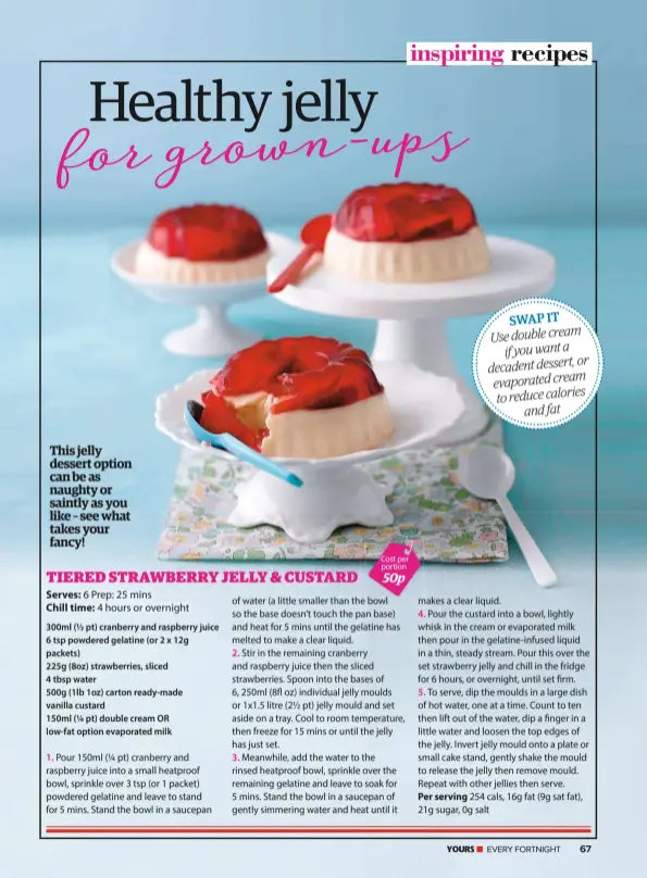  ??  ?? This jelly dessert option can be as naughty or saintly as you like – see what takes your fancy!