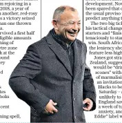  ??  ?? Staying power: The pressure has been on Eddie Jones (below) after a string of recent losses but victory over South Africa yesterday has made his job look more secure