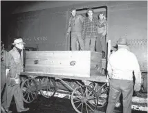  ?? ?? Local newspapers suspected that Al Capone’s body was transporte­d to Chicago from Florida via this train on Feb. 1, 1947. It was said that the unmarked casket, shown here when it arrived at the Illinois Central Station (Central Station) in Chicago, was under a woman’s name.