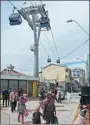  ?? JORGE BERNAL / AFP ?? Bolivia inaugurate­s the Sky Blue line that connects the south hillside with the center of La Paz, on Saturday.