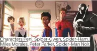  ??  ?? Characters Peni, Spider-Gwen, Spider-Ham, Miles Morales, Peter Parker, Spider-Man Noir.