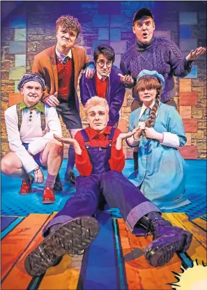  ??  ?? Eklavey Kashyap as Wahid, centre, with the cast of the acclaimed musical led by Martin Quinn, front, as Oor Wullie