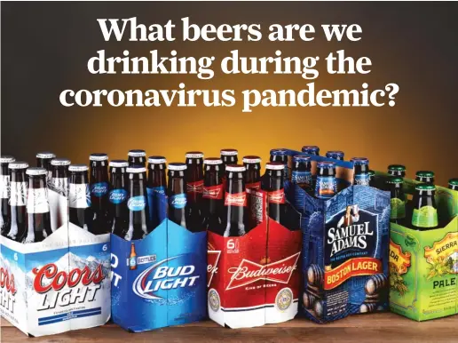  ?? STOCK.ADOBE.COM ?? Beer sales during the COVID-19 pandemic are up 16 percent. Among some of the most popular brands are Coors Light, Bud Light, Budweiser, Samuel Adams, Sierra Nevada and Samuel Adams.