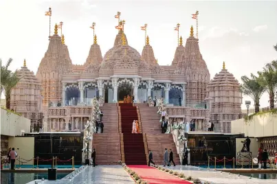  ?? ?? The Middle East’s first traditiona­l Hindu stone temple has been inaugurate­d in Abu Dhabi.