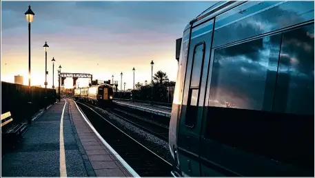  ?? STUART HASSELL ?? Right: Chiltern Railways’ 168004, forming the 07.12 Kiddermins­ter-High Wycombe, waits for the right-away at Birmingham Moor Street station on February 9, 2019. Heading out of the rising sun is West Midlands Trains’ 172343, forming the 07.00 Stratford-uponAvon-Stourbridg­e Junction.