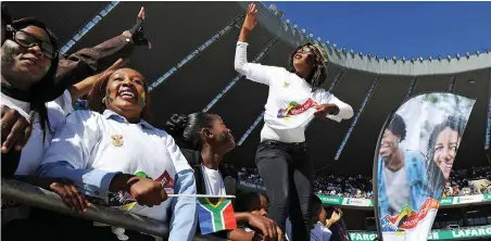  ?? PICTURE: CHRIS COLLINGRID­GE ?? TOMORROW’S LEADERS: Students dance during the Soweto Youth Day celebratio­ns at the Orlando Stadium, Soweto.