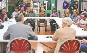  ?? STAFF PHOTO BY ERIN O. SMITH ?? Chattanoog­a Mayor Andy Berke and District 6 Councilwom­an Carol Berz hold a roundtable meeting Tuesday at the Eastgate Senior Center. Berke said he will ask the City Council to freeze property taxes for low- and moderate-income seniors to limit the...