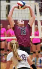  ?? PETE BANNAN — DIGITAL FIRST MEDIA ?? Garnet Valley’s All-Delco setter Rachel Cain, No. 18 in this file photo, had 21 assists Tuesday but the Jaguars fell to North Allegheny in the PIAA Class 4A semifinals.