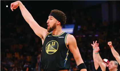  ?? Photograph: Kelley L Cox/USA Today Sports ?? Klay Thompson looked like his old self in the Warriors’ 120-110 win over the Mavericks.