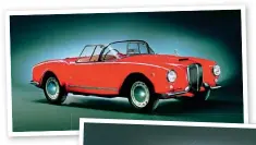  ?? ?? Lancias Beste: Der Aurelia B24 Spider von 1954 (o.) war ein Hingucker, der Delta (r.) chauffiert­e ab 1979 Familien und holte als erfolgreic­hster Rallyeboli­de aller Zeiten sechs WM-Titel.