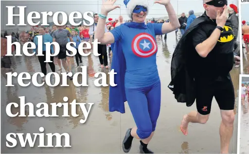  ??  ?? Locals and visitors donned fancy dress costumes to take part p in this year’s year s Christmas Day swim in Porthcawl