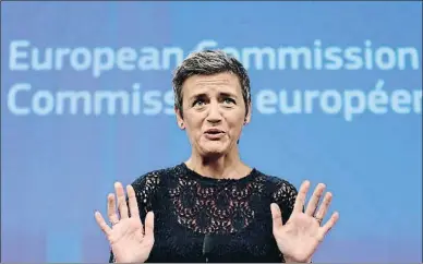  ?? FRANÇOIS LENOIR / REUTERS ?? Margrethe Vestager, comissària europea de Competènci­a